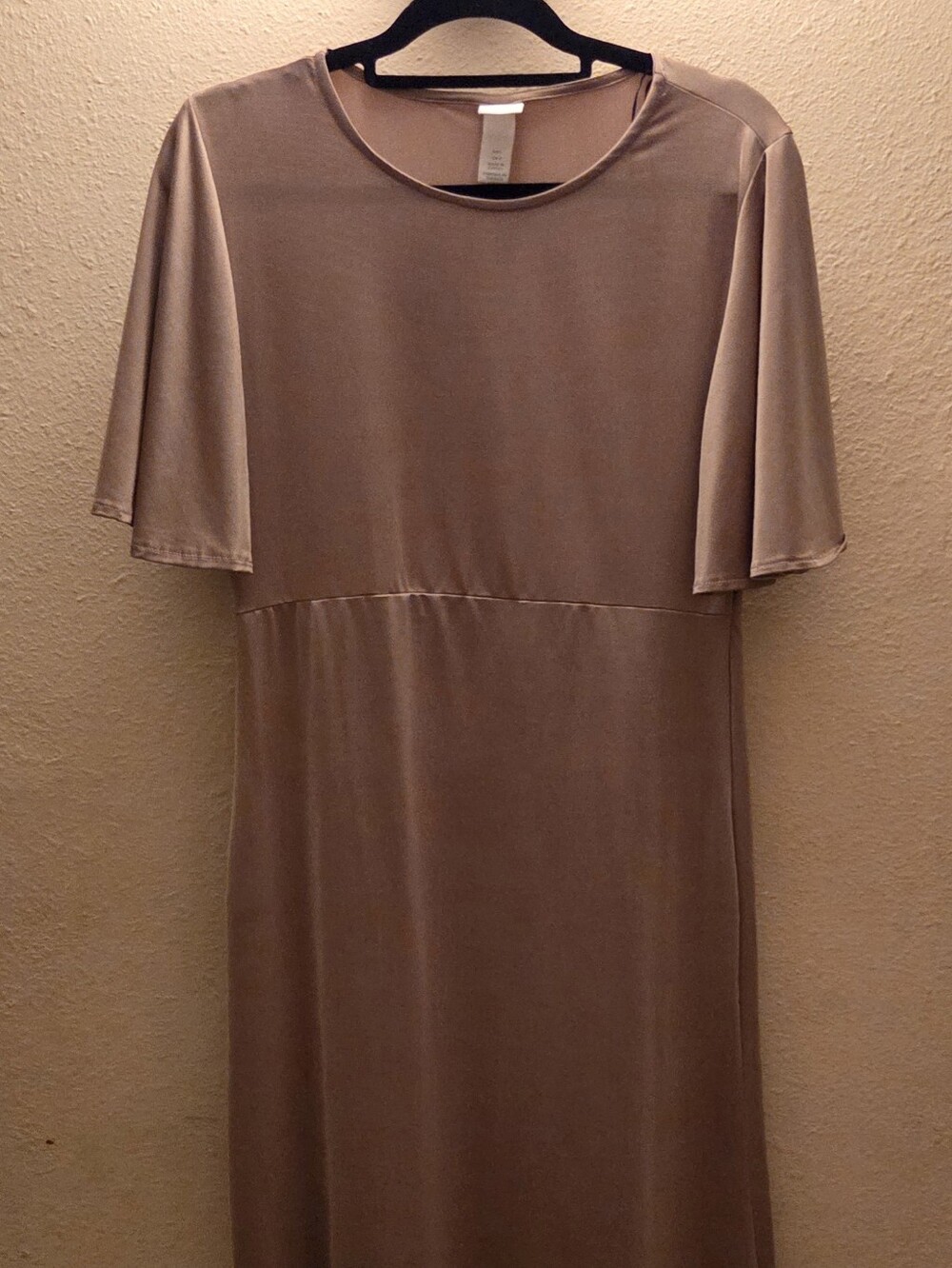 H&M Tan Flutter-Sleeve Midi Dress